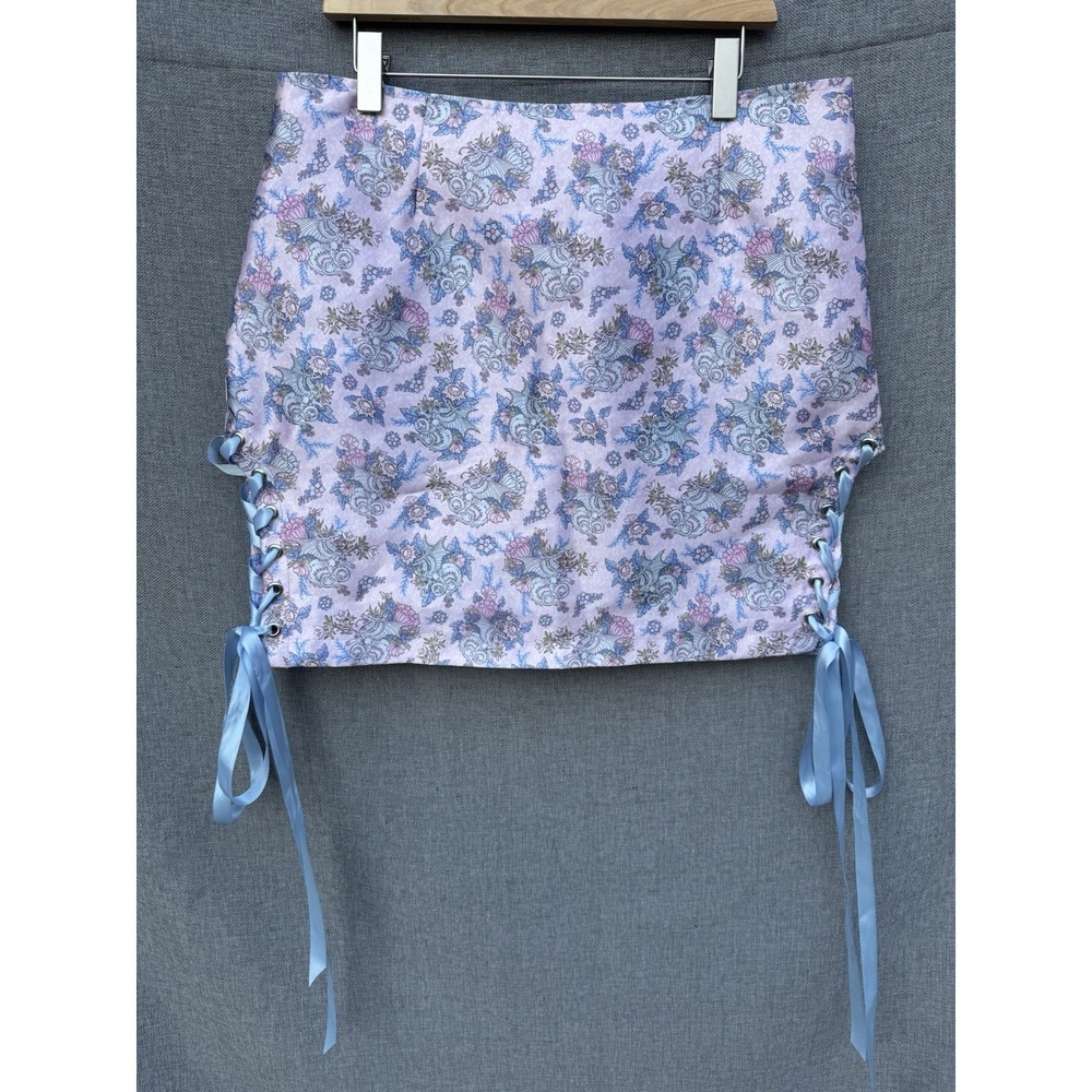 Sugar‎ Thrillz Blush Pink Satin Corset Skirt Dolls Kill Large NWT Floral Bow